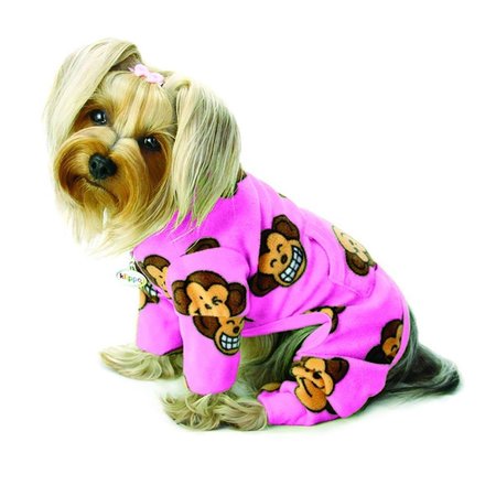 PETPATH Silly Monkey Fleece Turtleneck Pajamas Pink Extra Small PE753407